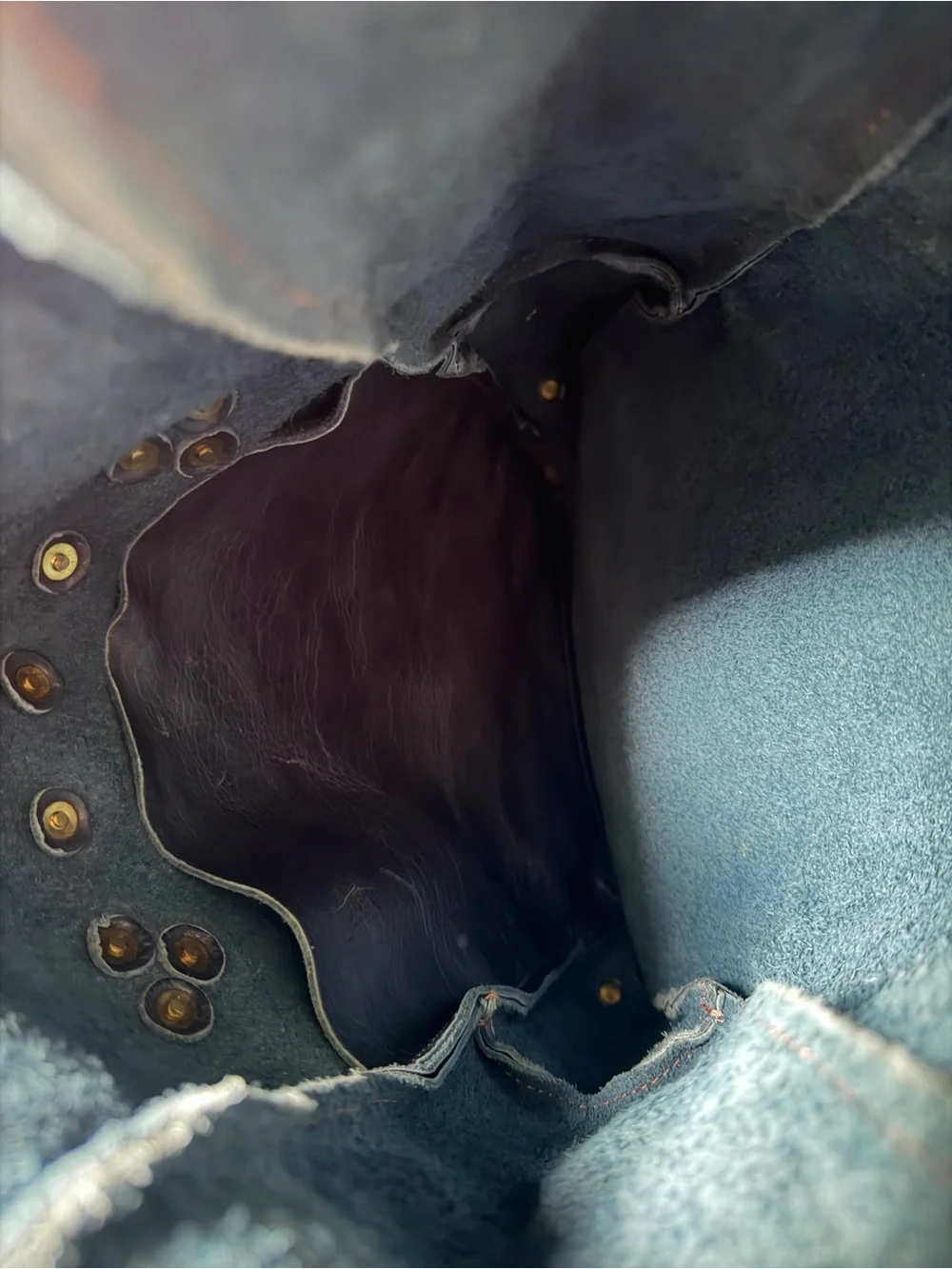 Grant Leather Roll-Top Backpack in indigo bison